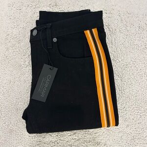 Carmar Denim Mia Mid Rise Black Zipper Stripe Jean